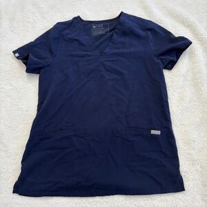 FIGS Casma three Pocket Scrub top Women's S Navy V neck Medical